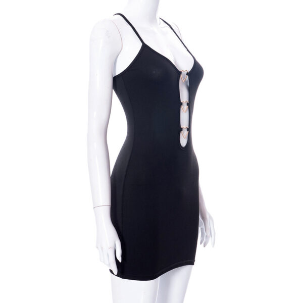 Hollow Out Black Bodycon Woman Dress Camisole Heart Ring Decor Club Sexy Party Dress For Women - Image 10