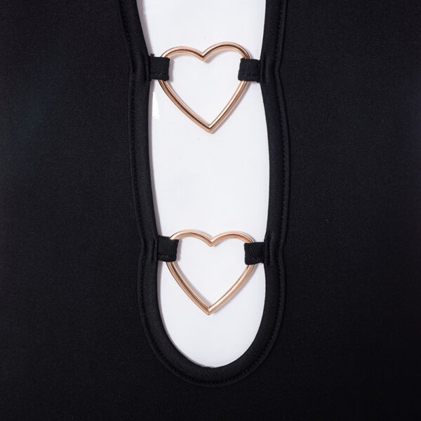 Hollow Out Black Bodycon Woman Dress Camisole Heart Ring Decor Club Sexy Party Dress For Women - Image 2