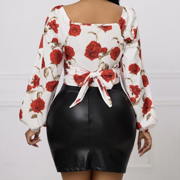 Ladies' Fashionable And Elegant New Long Sleeved Elegant Floral Print Shirt Top - Image 5