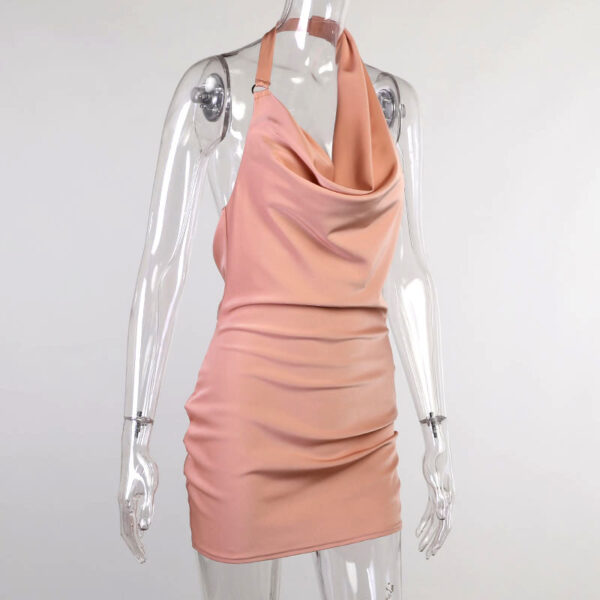 Satin Party Dress V Neck Backless Mini Sleeveless Summer Party Dress - Image 9