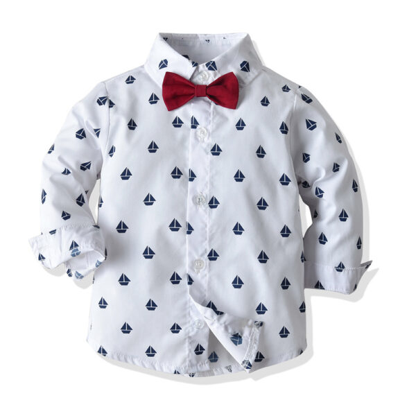 Boys Children's Long-sleeved Shirt Vest And Pants Suit - Image 2