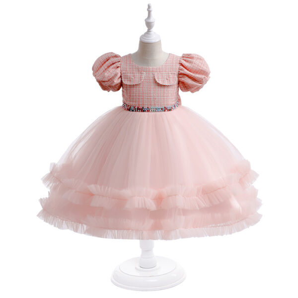 Girls' Fashion Halloween Mesh Stitching Puff Sleeve Dress - Image 9