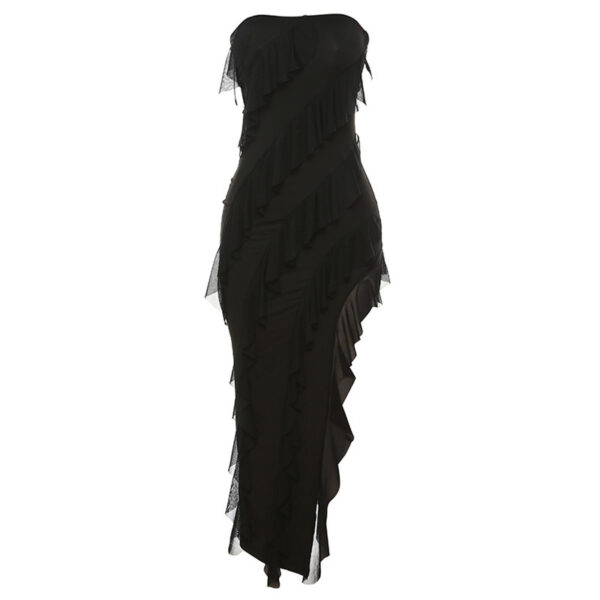 2024 Summer Trend Skinny Women's Fashion Tube Top Backless Split Tassel Dress Birthday Party Clubwear - Image 7