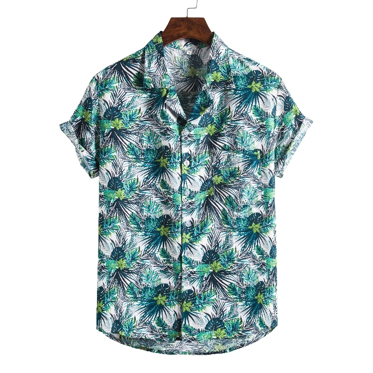 Men Short sleeved beach shirts men New printed T shirt - Image 2