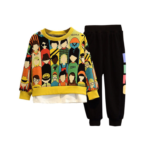 Children's Clothing Boy Autumn Clothing Suit Autumn New Style Korean Casual Cartoon Two-Piece Suit Spring And Autumn Models Big Kids Trend - Image 5