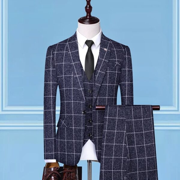 Men'sSuits, Checkered Suits, Three-Piece Suits, Work Suits, Professional Suits, Men's Clothing Trends - Image 4