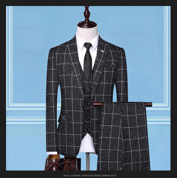 Men'sSuits, Checkered Suits, Three-Piece Suits, Work Suits, Professional Suits, Men's Clothing Trends - Image 2
