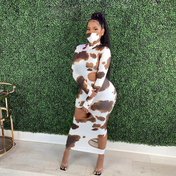 Weird Puss Hollow Out Women Irregular Hole Maxi Dresses Skinny Full Sleeve Skinny o-Neck Activewear Party Prom Club Street Style - Image 2