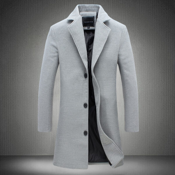 Autumn And Winter New Mens Solid Color Casual Business Woolen Coats - Image 7