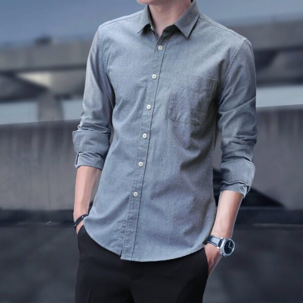 Men's Shirts Slim Fit Casual Long Sleeve Shirts Business Men - Image 4