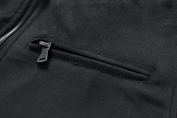 Suede Stand Collar Men's Jacket Double Zipper Pocket Clothing Mens - Image 7
