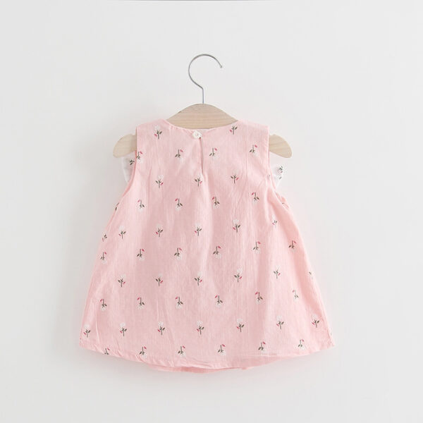 Solid color bow bow floral print halter skirt - Image 5