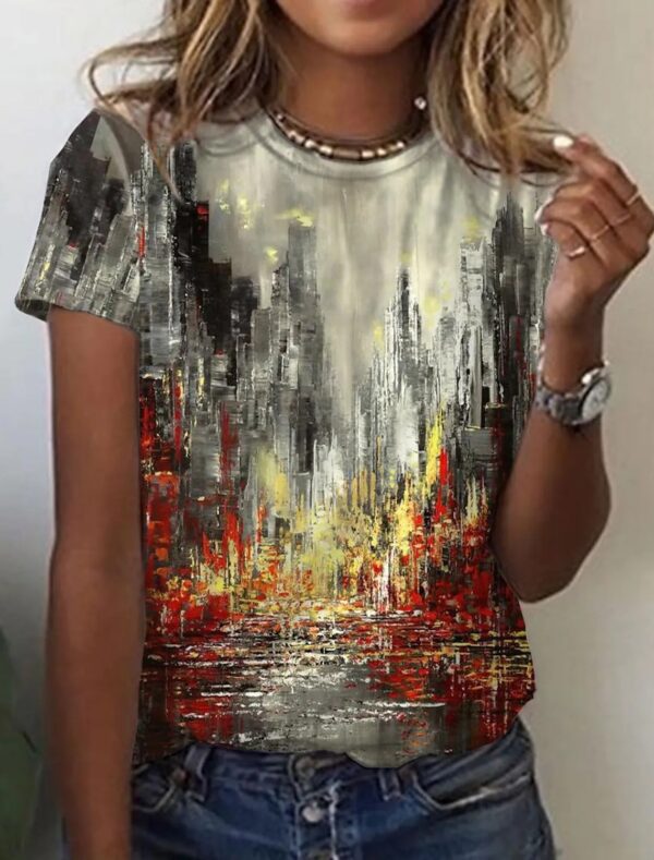 Women's European And American New Abstract Retro Print Short Sleeves - Image 7