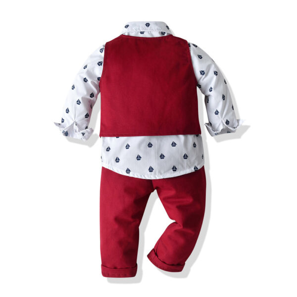 Boys Children's Long-sleeved Shirt Vest And Pants Suit - Image 3