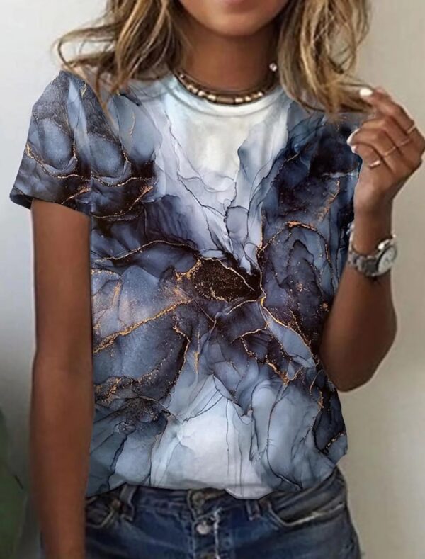 Women's European And American New Abstract Retro Print Short Sleeves - Image 3