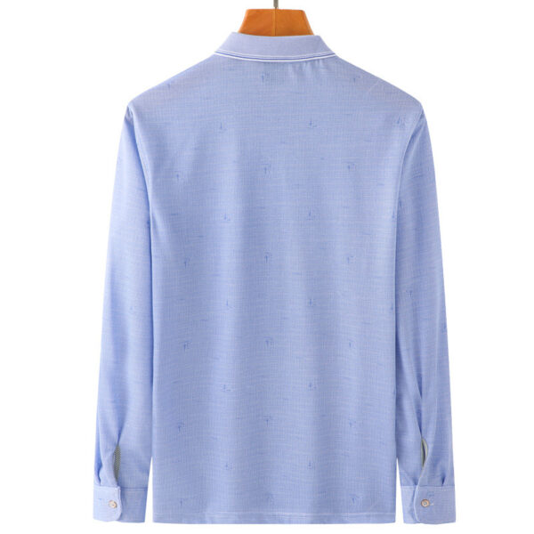Dad Wears A Long-sleeved T-shirt With Thin Spring And Autumn Lapels - Image 4