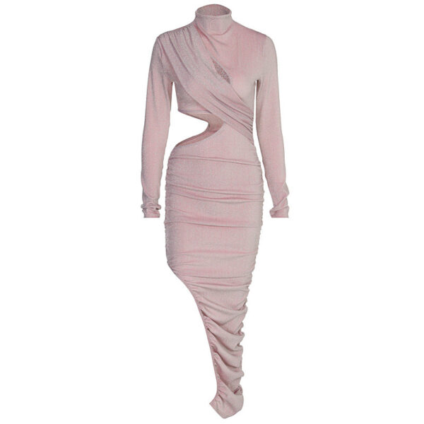 Fashion Sexy Hollow Folds Slim Irregular Dress Women - Image 5