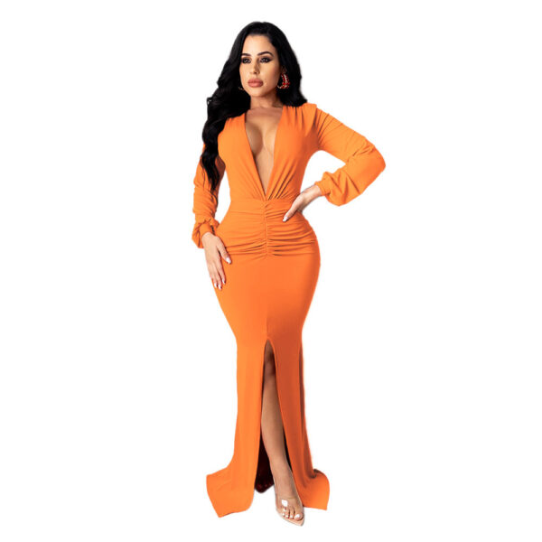 Women's Large V-neck Slim-fit Nightclub Evening Dress - Image 4