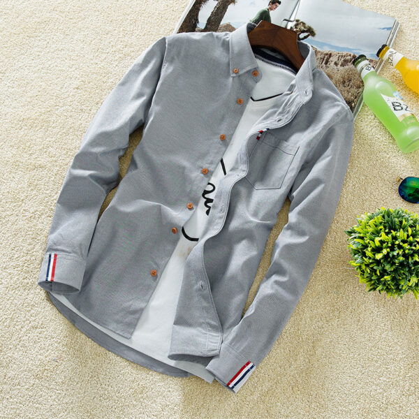 The men's shirt men's slim casual summer all-match Shirt Youth clothing Mens S inch color - Image 5