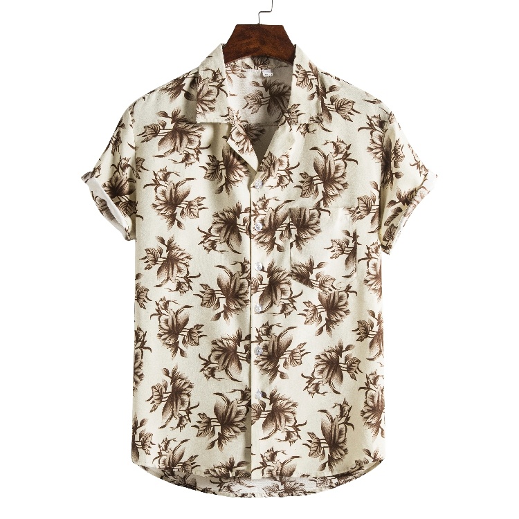 Men Short sleeved beach shirts men New printed T shirt - Image 3