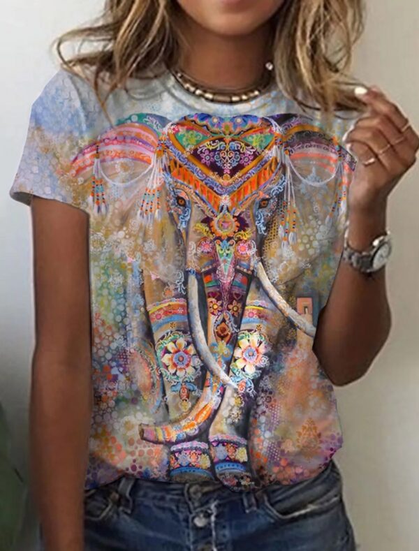 Women's European And American New Abstract Retro Print Short Sleeves - Image 2