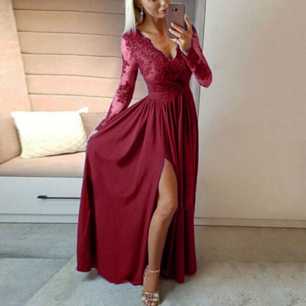 Women V-neck Sexy Lace Elegant Wedding Party Dresses - Image 7