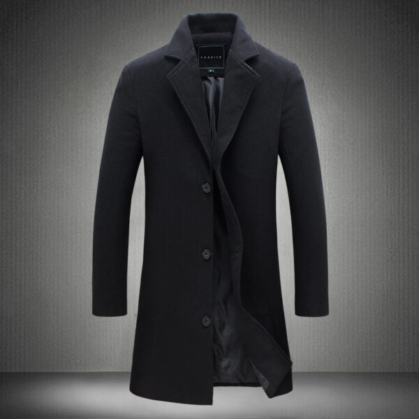 Autumn And Winter New Mens Solid Color Casual Business Woolen Coats - Image 5