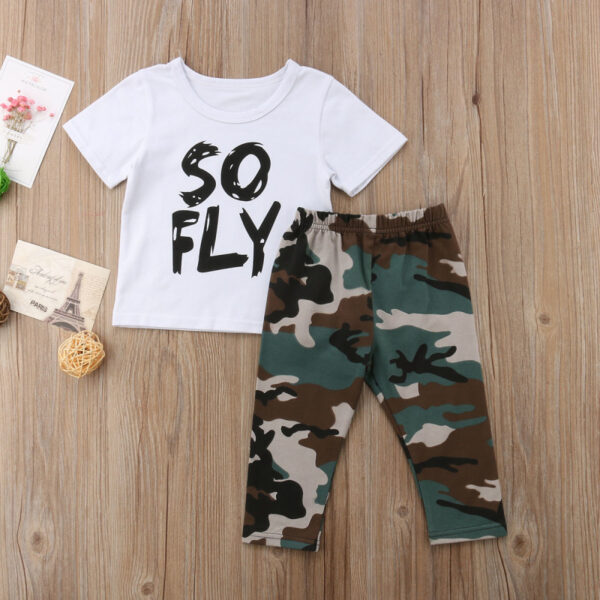 letter T-shirt trousers two-piece - Image 4