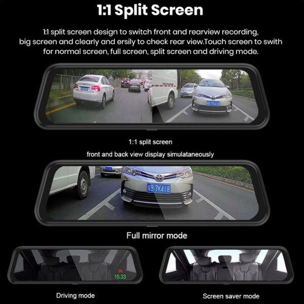 Front and Rear Dual Recording Rear View Mirror Dash Cam - Image 7