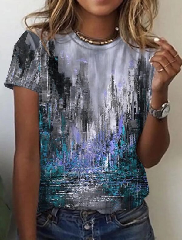 Women's European And American New Abstract Retro Print Short Sleeves - Image 10