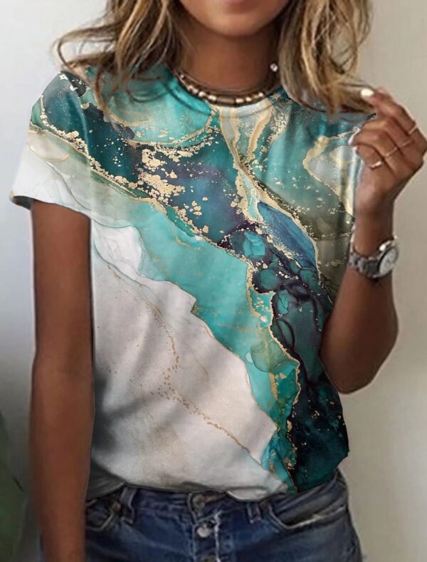 Women's European And American New Abstract Retro Print Short Sleeves - Image 8