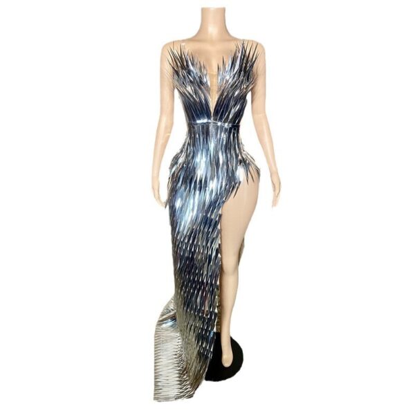 Stage Advanced Light Luxury Evening Dress Sequined Design Side Slit Tail Slim Temperament - Image 9