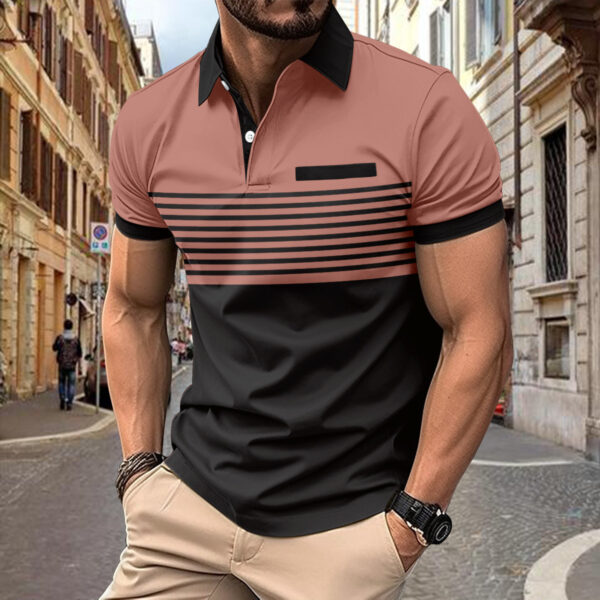 Casual Striped Shirt With Chest Pocket Men Clothing - Image 9