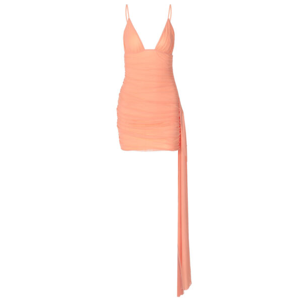V-neck Hollow Stitching Ribbon Ultra Short Dress Women - Image 3