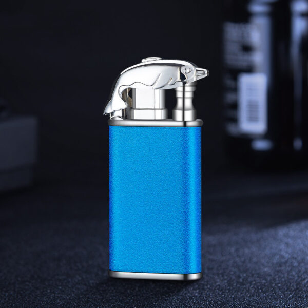 Creative Blue Flame Lighter Dolphin Dragon Tiger Double Fire Metal Winproof Lighter Inflatable Lighter - Image 5
