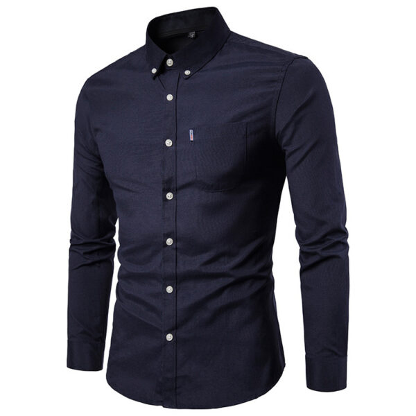 Men S Shirts Korean Men Slim Long Sleeve Dress Shirt - Image 2