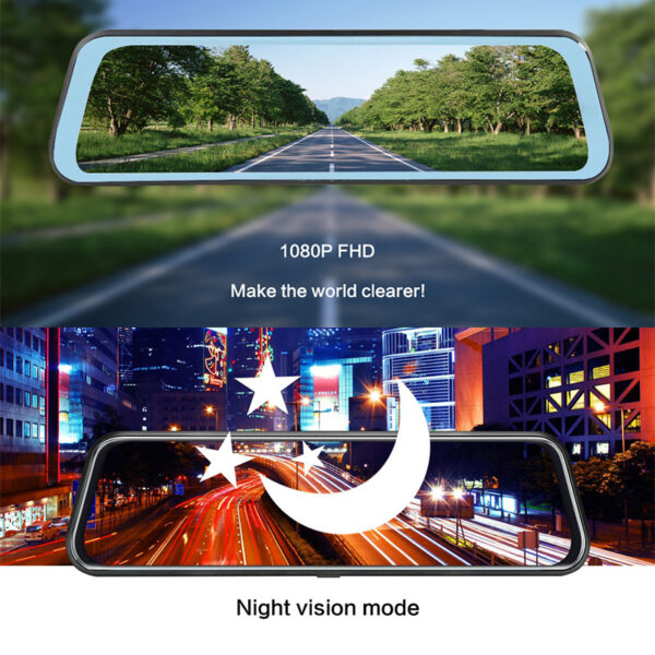 Front and Rear Dual Recording Rear View Mirror Dash Cam - Image 6