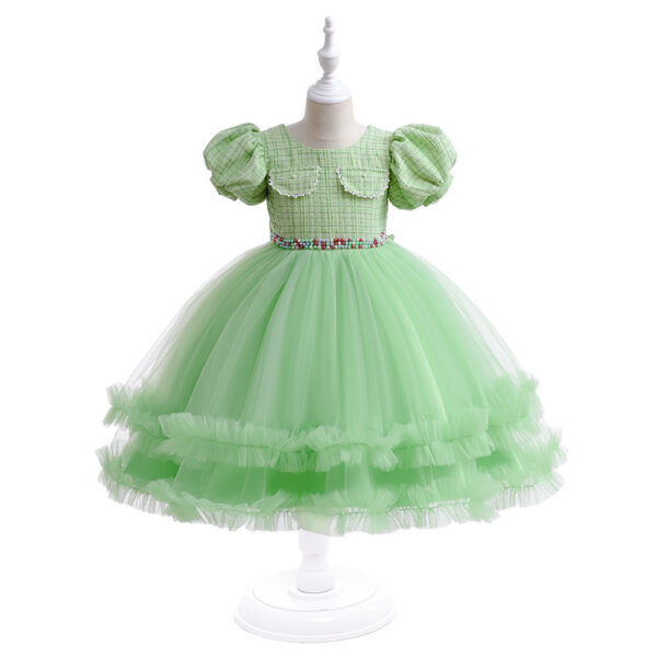 Girls' Fashion Halloween Mesh Stitching Puff Sleeve Dress - Image 3