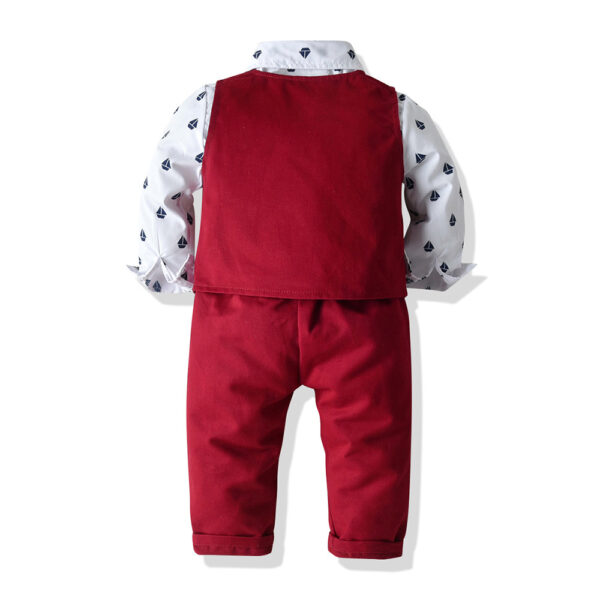 Boys Children's Long-sleeved Shirt Vest And Pants Suit - Image 4