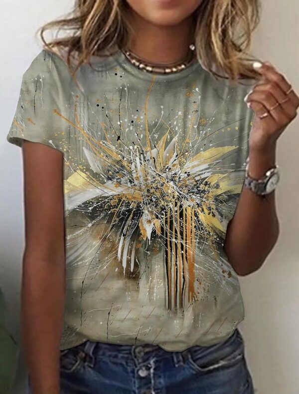 Women's European And American New Abstract Retro Print Short Sleeves - Image 6