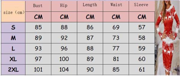 Casual Christmas Printed Long Sleeve Pocket Round Neck Base Slim Dress - Image 5
