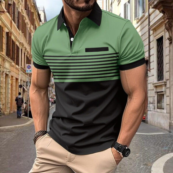 Casual Striped Shirt With Chest Pocket Men Clothing - Image 4