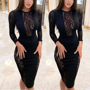 Women's Round Neck Solid Color Slim Pencil Dress
