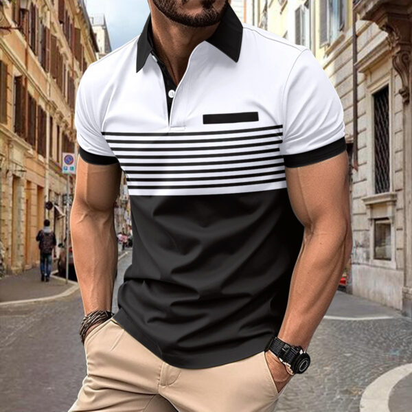 Casual Striped Shirt With Chest Pocket Men Clothing - Image 10