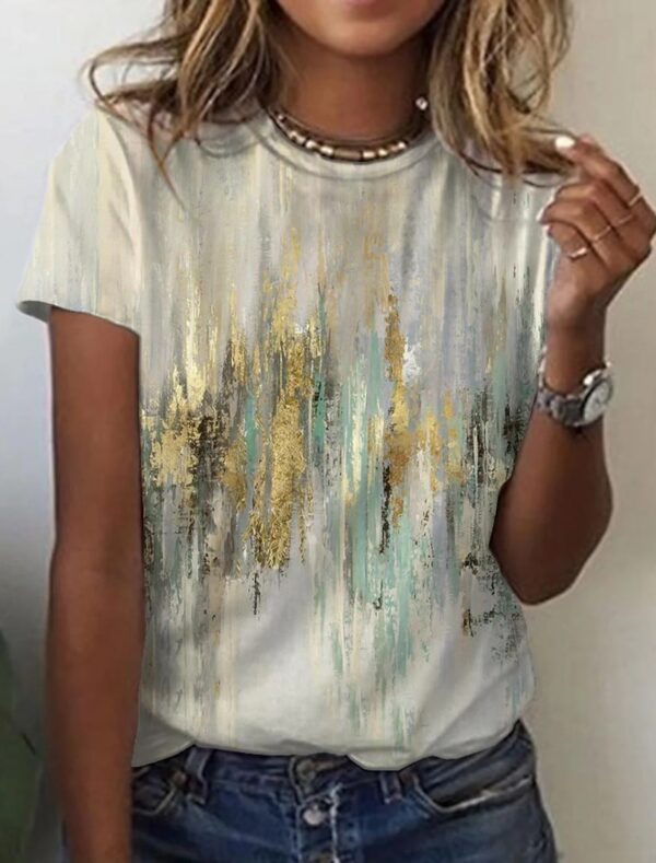 Women's European And American New Abstract Retro Print Short Sleeves - Image 5