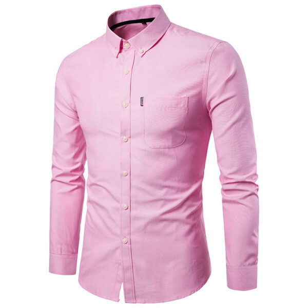 Men S Shirts Korean Men Slim Long Sleeve Dress Shirt - Image 9