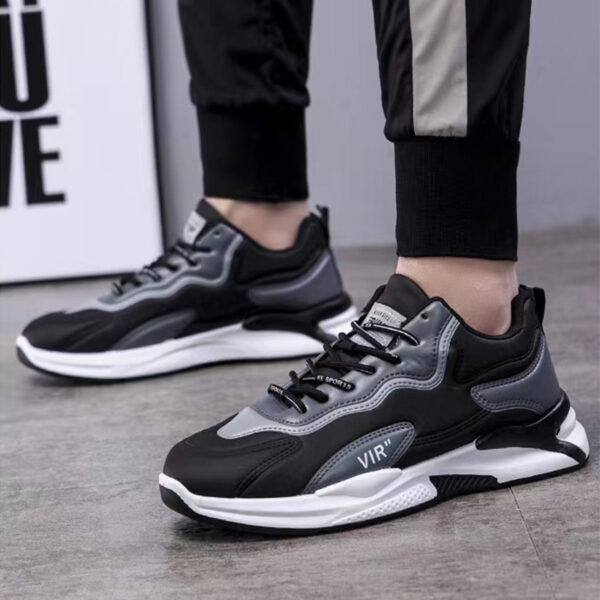 Fashion Black White Sneakers Casual Outdoor Lightweight Breathable Sports Shoes For Men - Image 2