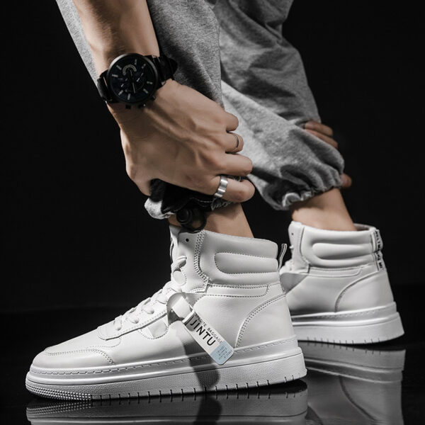 Korean Version Of The Tide Men's White Short Boots - Image 9