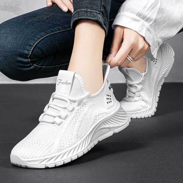 Fashion Casual Sports Shoes Women Lace Up Flat Shoes Lightweight Breathable Running Mesh Sneakers - Image 5