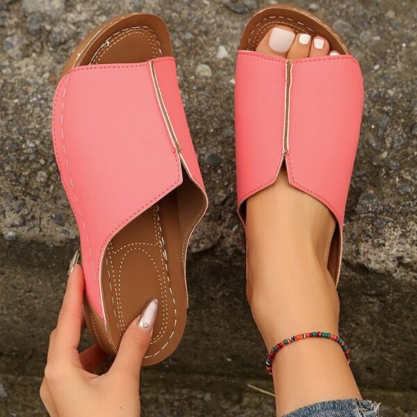 Fashion Solid Wedges Sandals Summer Casual Peep-toe Slippers Outdoor Thick Sole Heightening Slides Shoes Women - Image 5
